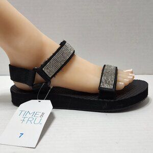 New Time and Tru Bling Nature Sandals - Black with Bling - Size 7
